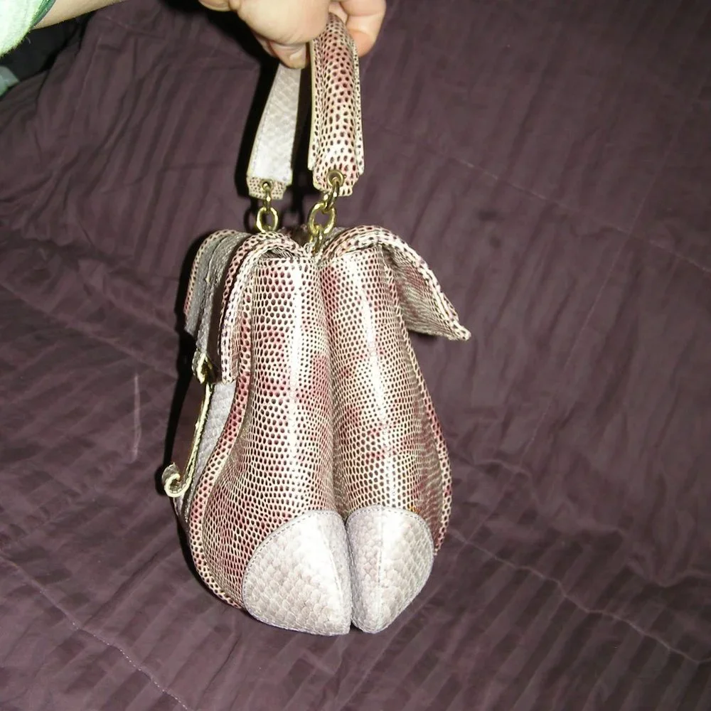 💜 RARE STUART WEITZMAN Snakeskin Reptile Structured Bag EUC